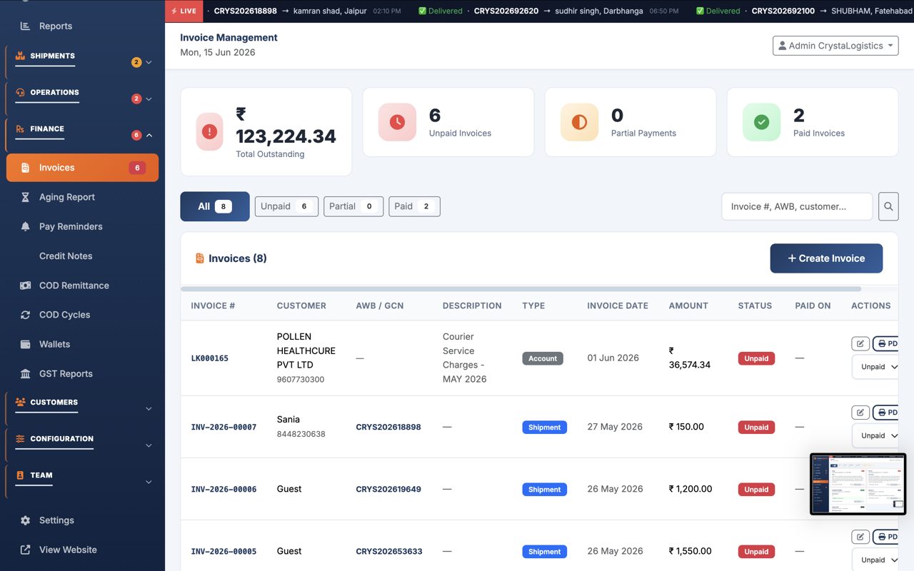 CrystaLogistics admin