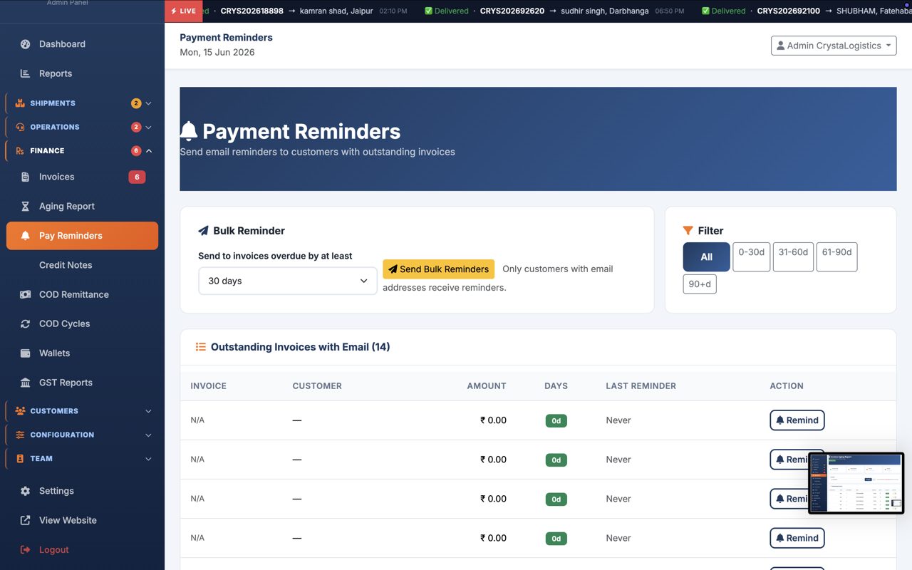 CrystaLogistics admin