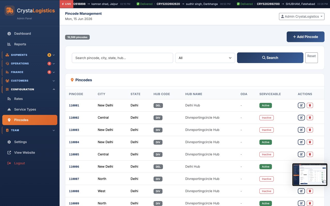 CrystaLogistics admin