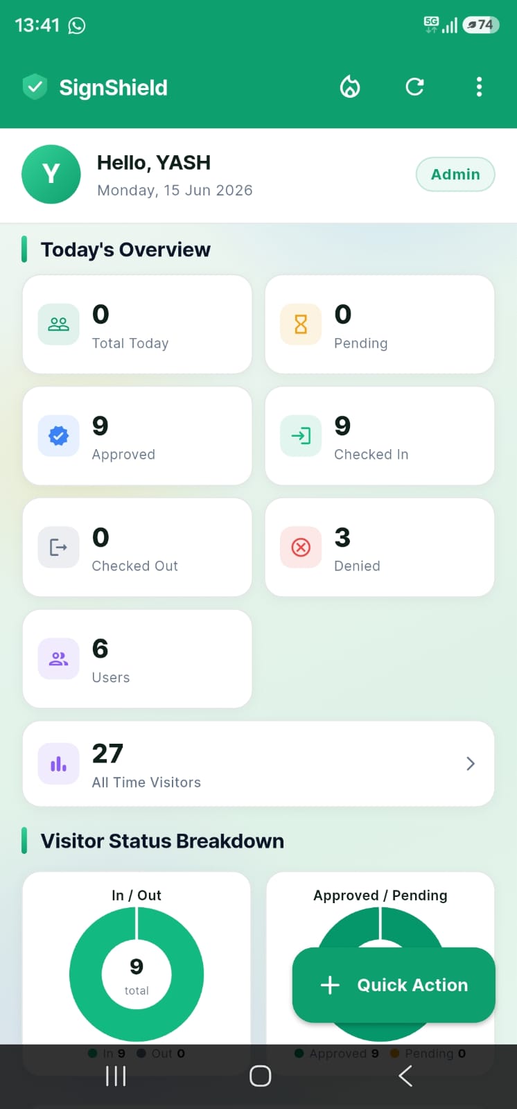 SignShield app screen
